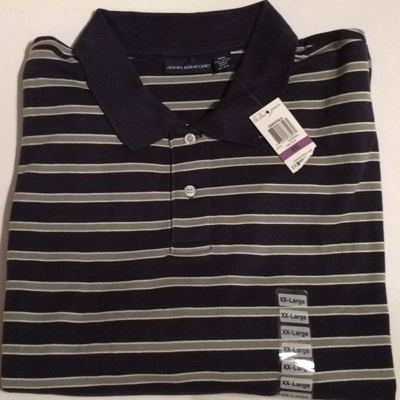 NWT $50 JOHN ASHFORD L/S Striped Polo Shirt XXL - Picture 3 of 8